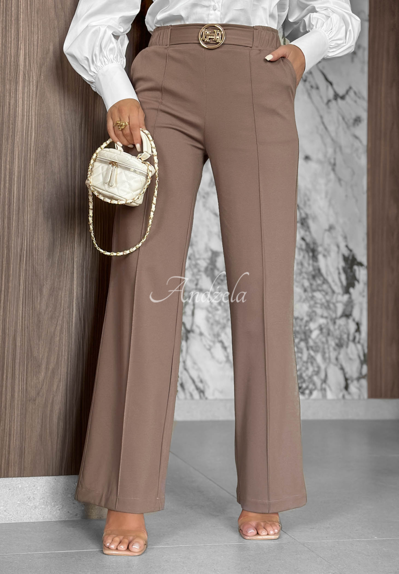 Pantaloni din vâscoză cu cusături Classy Mood