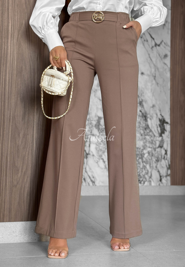 Pantaloni din v&acirc;scoză cu cusături Classy Mood