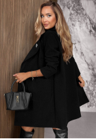 Długi dwurzędowy Palton  City Chic negru