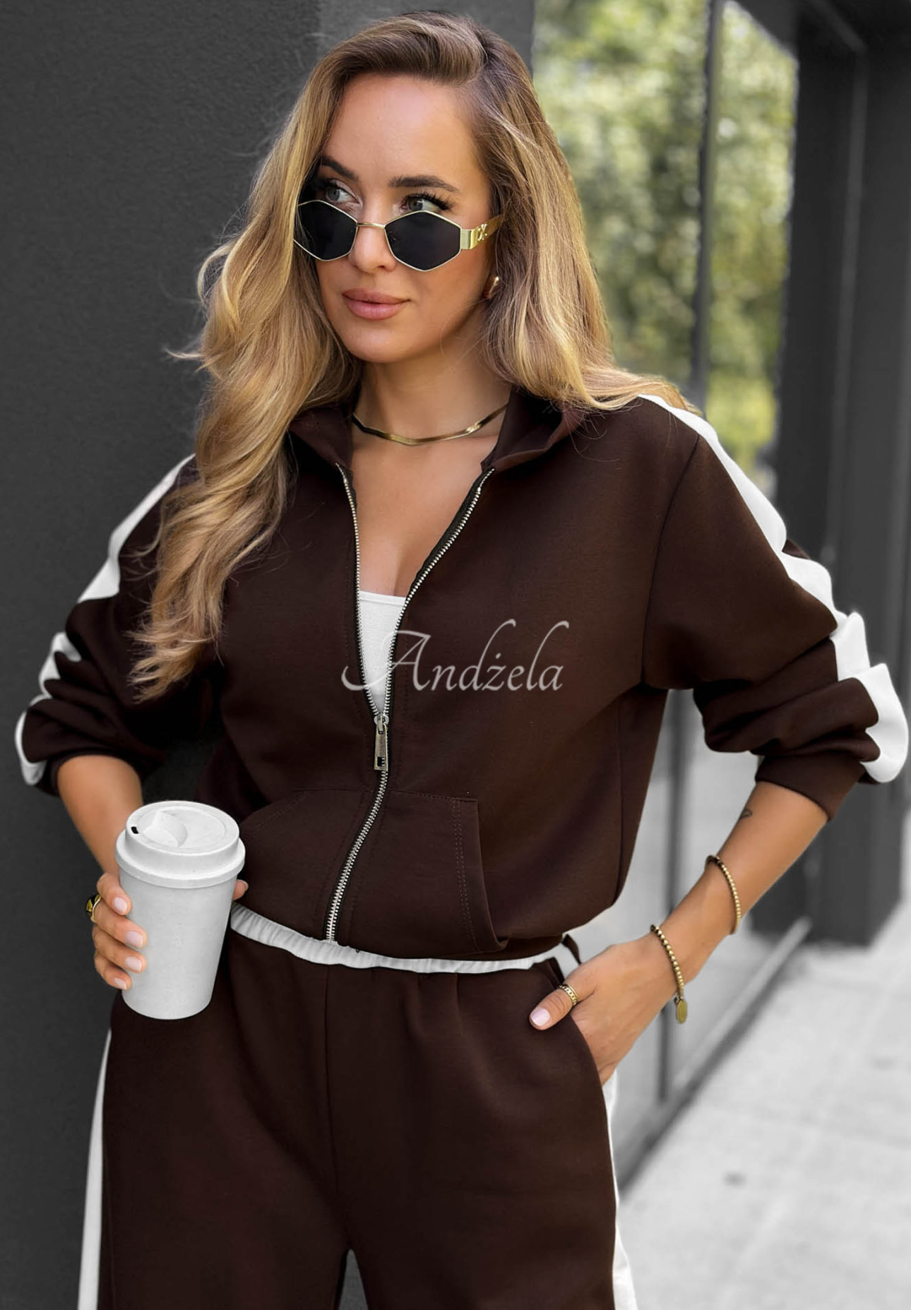 Set de trening cu hanorac și pantaloni cu lampasuri Lazy Sunday