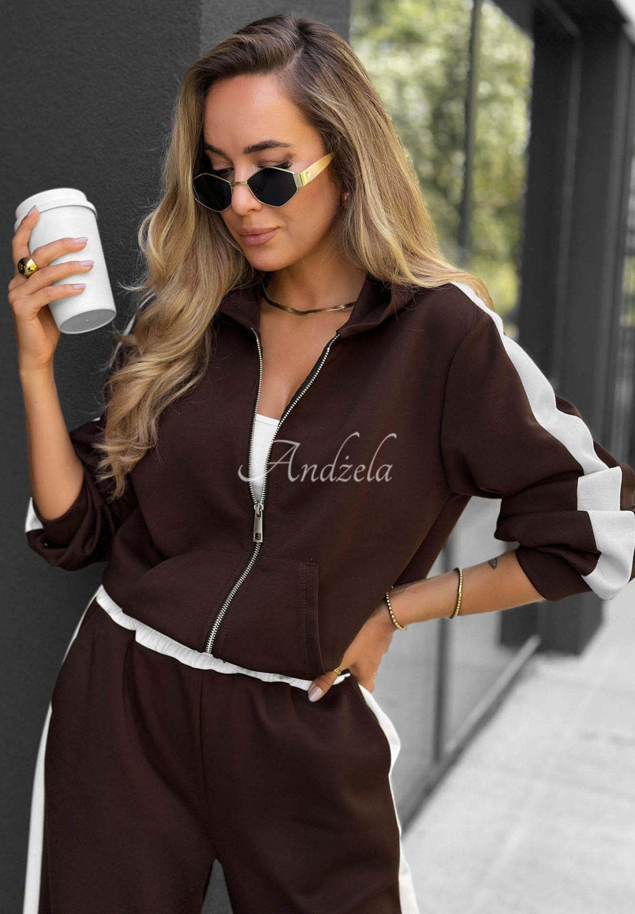 Set de trening cu hanorac și pantaloni cu lampasuri Lazy Sunday