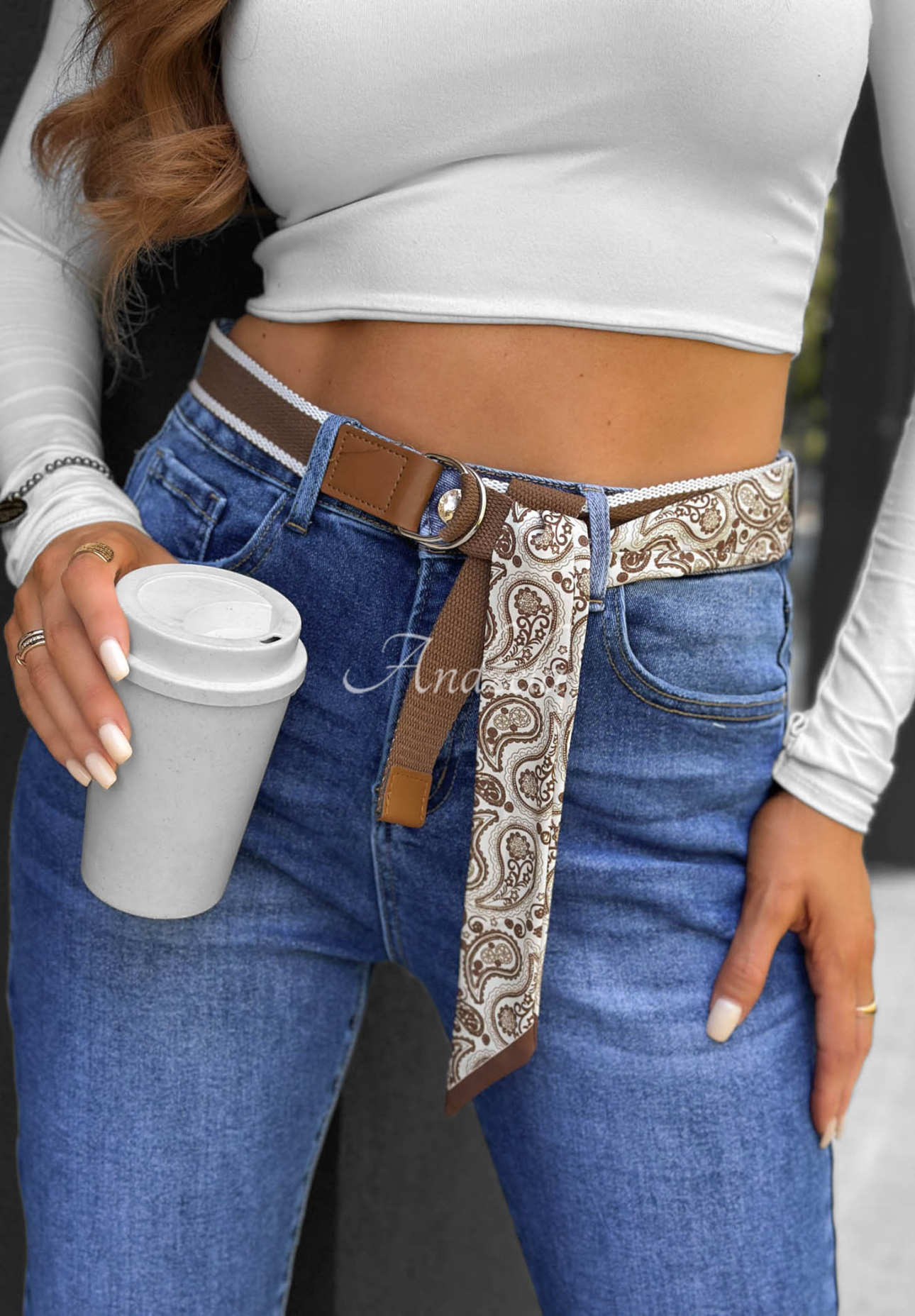Blugi skinny cu curea True Feeling