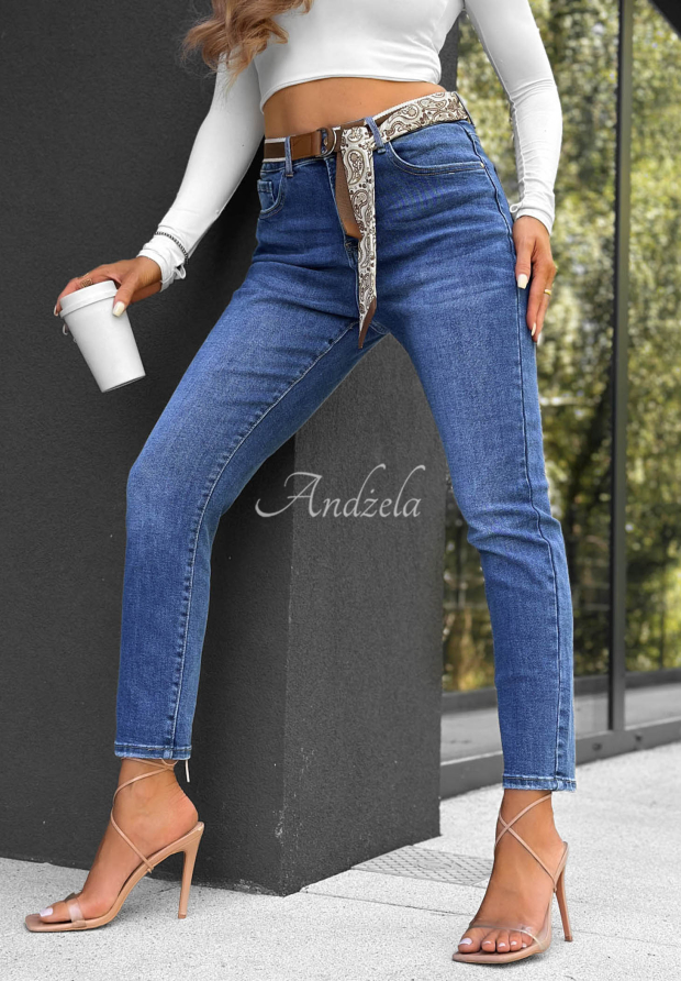 Blugi skinny cu curea True Feeling