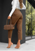 Pantaloni din denim mom fit z paskiem Sun Fade camel