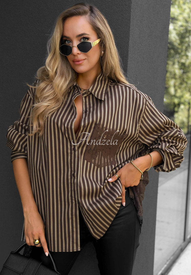 Cămașă oversize din bumbac &icirc;n dungi Stripe Charm