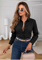 clasic elegancka Cămașă z bawełny Pearl Cove negru