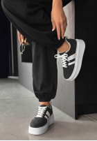 zamszowe Adidași Start With Forever negru-białe