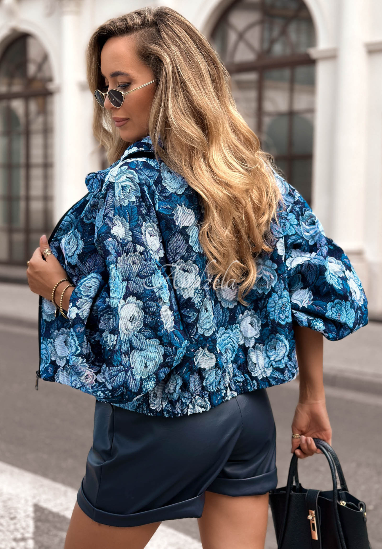 Geacă bomber scurtă din jacard cu imprimeu floral Autumn Select