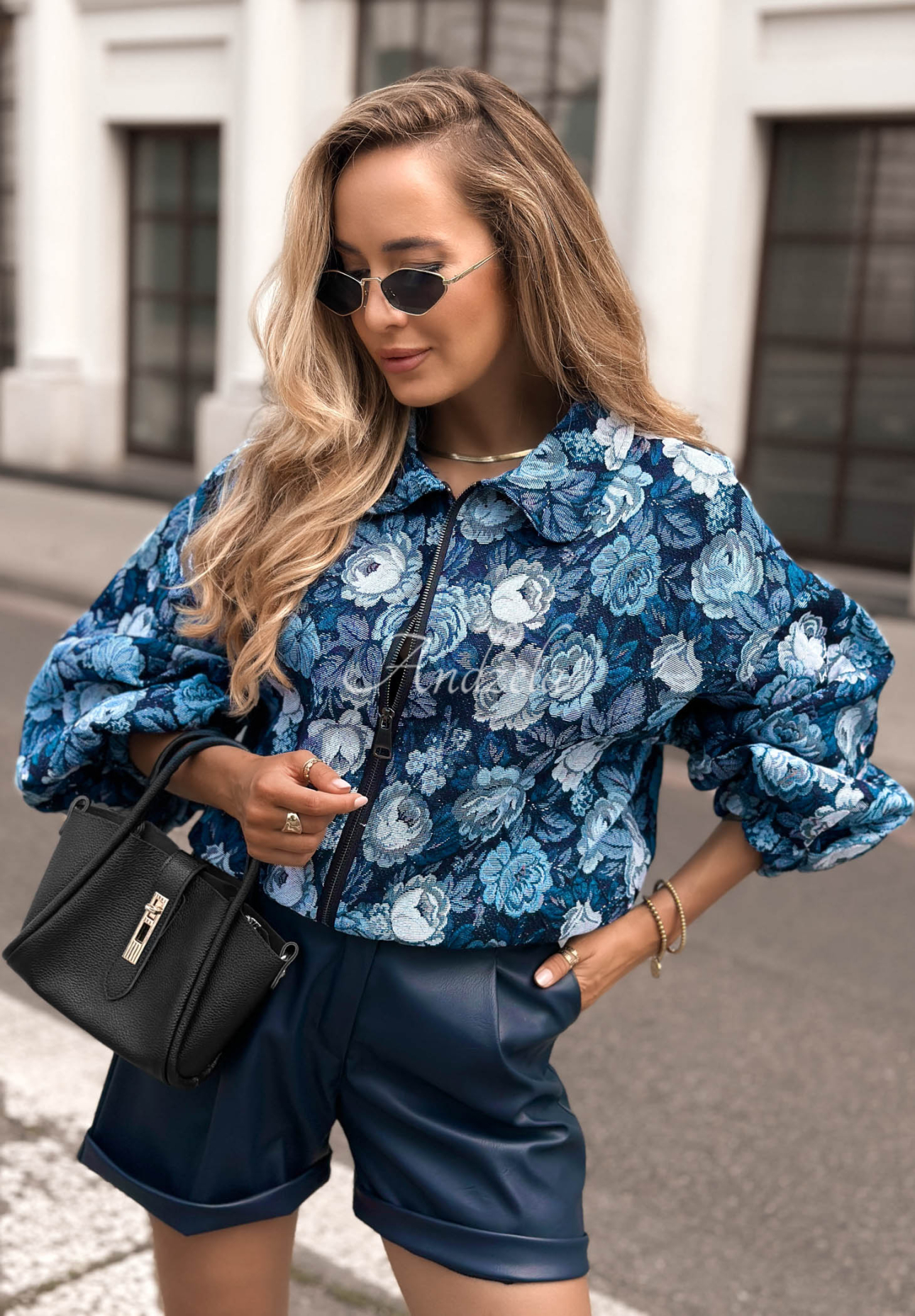Geacă bomber scurtă din jacard cu imprimeu floral Autumn Select
