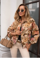 Żakardowa Geacă bomberka w kwiaty Secret Bloom bej