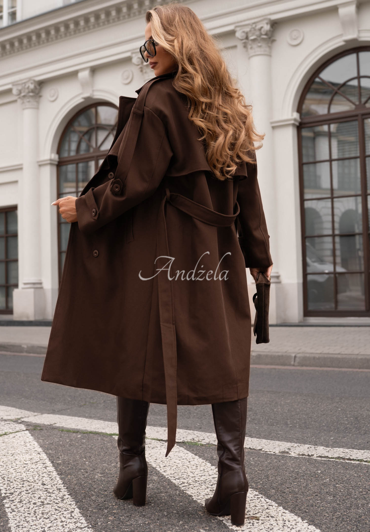 Pardesiu lung cu două rânduri de nasturi cu curea Rainy Afternoon