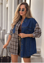 din denim Cămașă w kratę Rainy Charm niebiesko-ciocolatie
