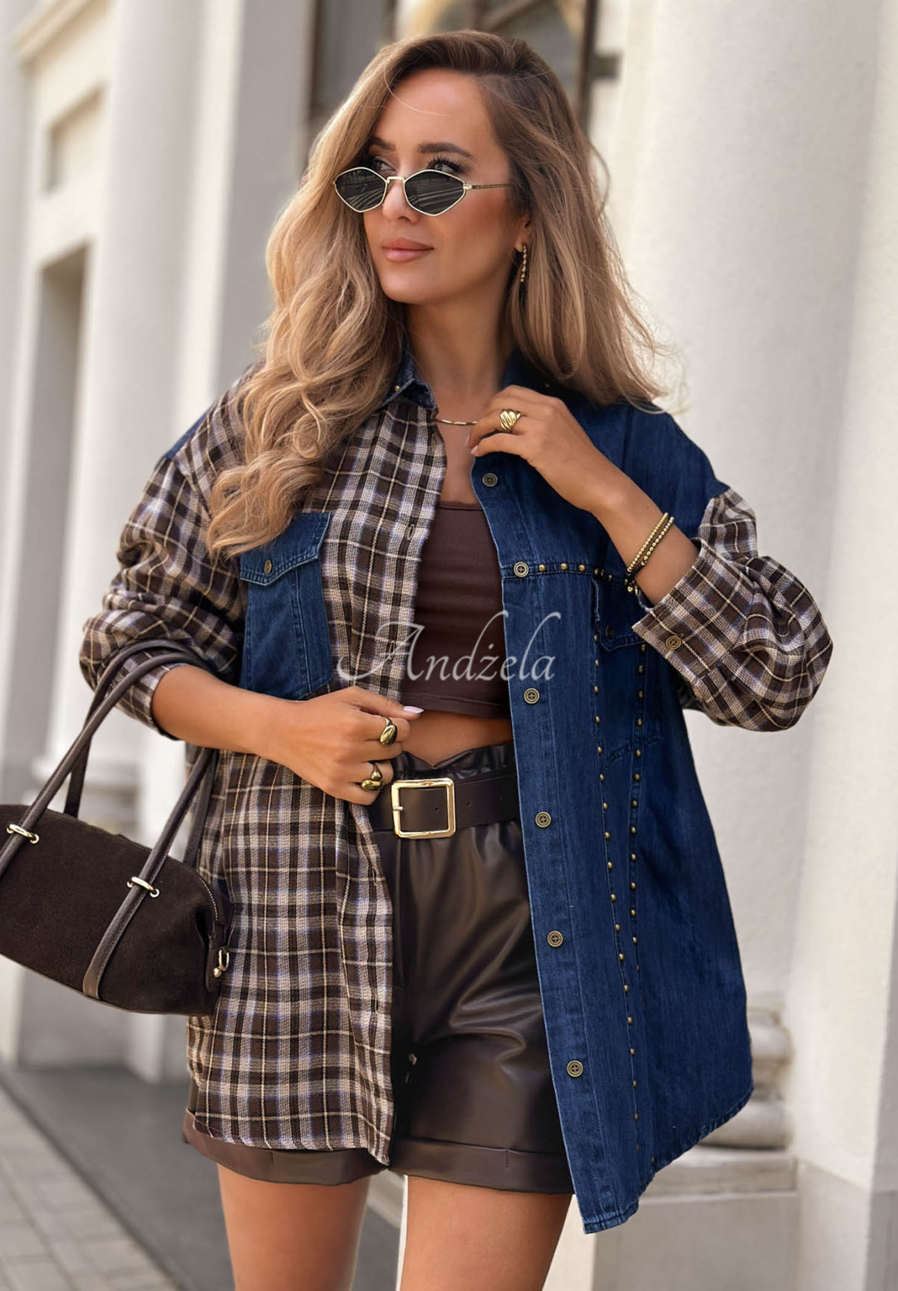 Cămașă din denim în carouri Rainy Charm