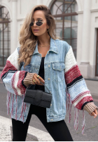 din denim Geacă katana ze sweterkowymi rękawami Modern Knit albastru deschis