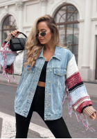 din denim Geacă katana ze sweterkowymi rękawami Modern Knit albastru deschis