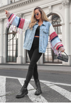 din denim Geacă katana ze sweterkowymi rękawami Modern Knit albastru deschis