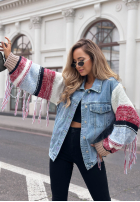 din denim Geacă katana ze sweterkowymi rękawami Modern Knit albastru deschis