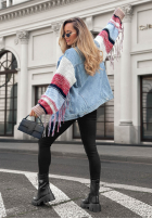 din denim Geacă katana ze sweterkowymi rękawami Modern Knit albastru deschis