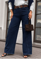 Pantaloni din denim z paskiem Urban Flam bluemarin