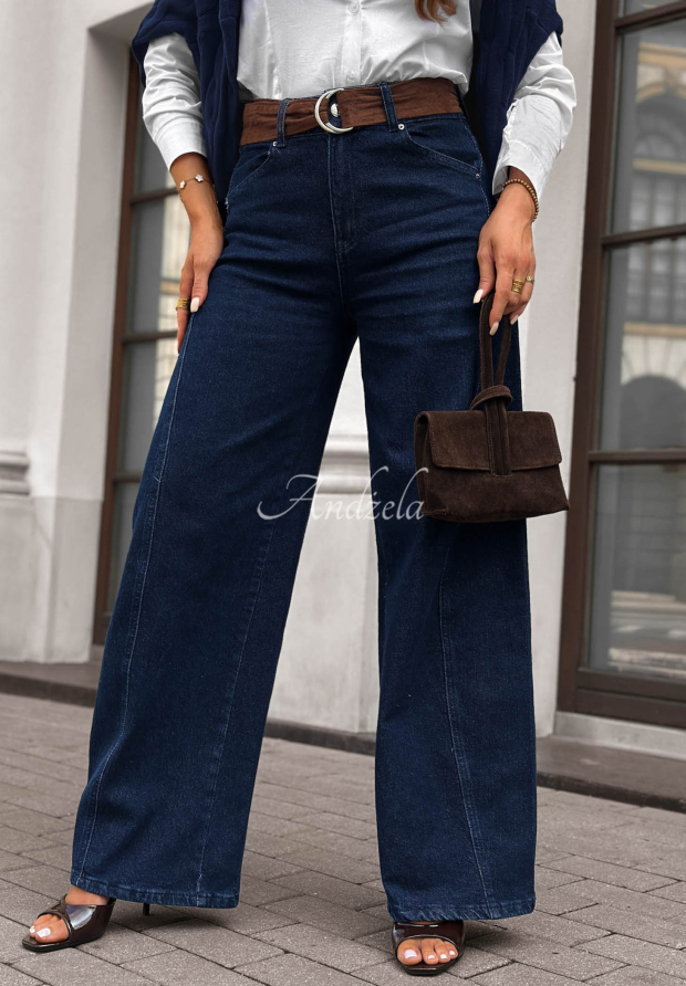 Blugi wide leg cu curea Urban Flam