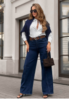 Pantaloni din denim z paskiem Urban Flam bluemarin