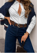 Pantaloni din denim z paskiem Urban Flam bluemarin