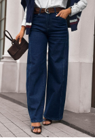 Pantaloni din denim z paskiem Urban Flam bluemarin