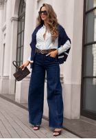 Pantaloni din denim z paskiem Urban Flam bluemarin