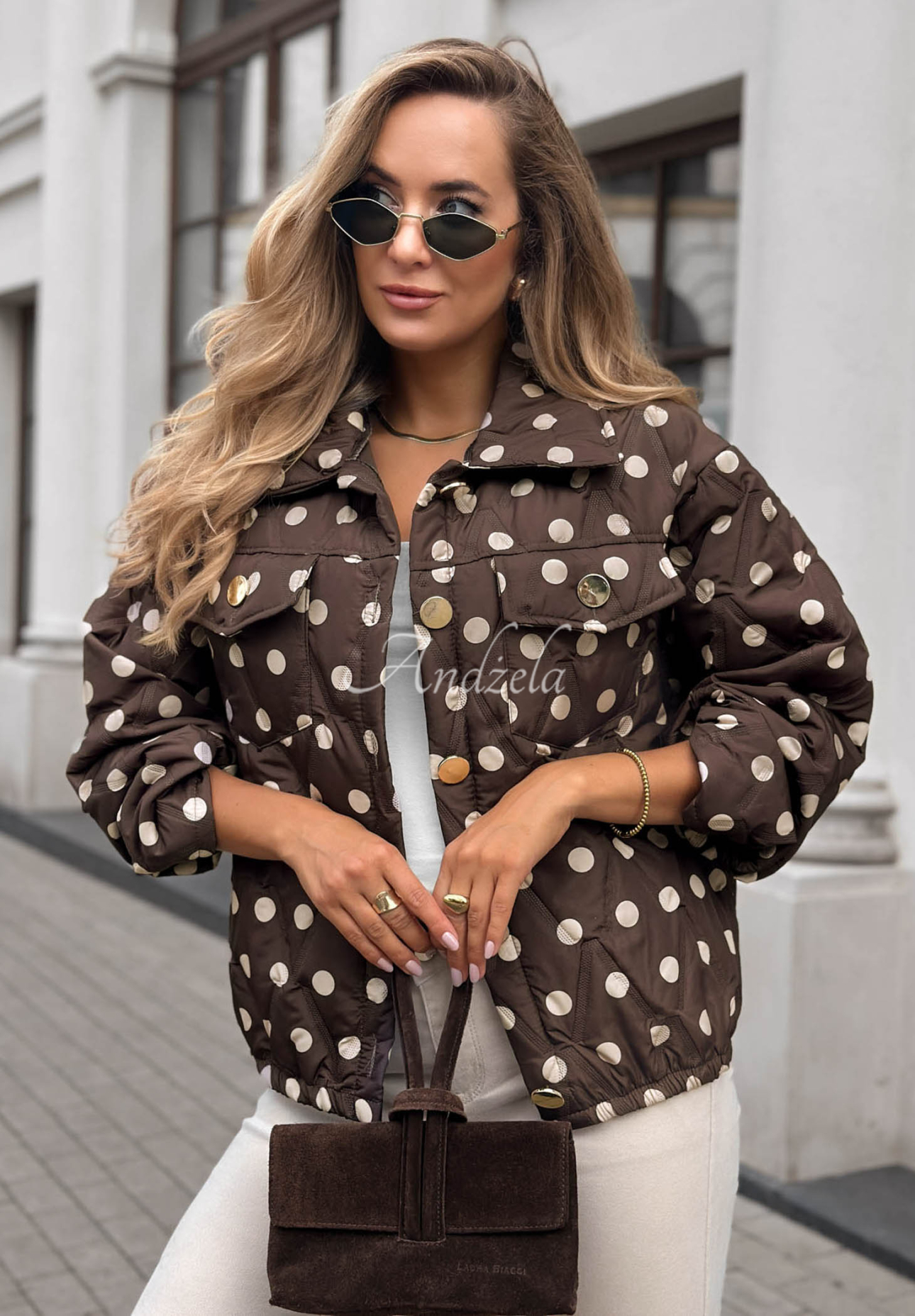 Geacă scurtă matlasată cu buline Autumn Dots