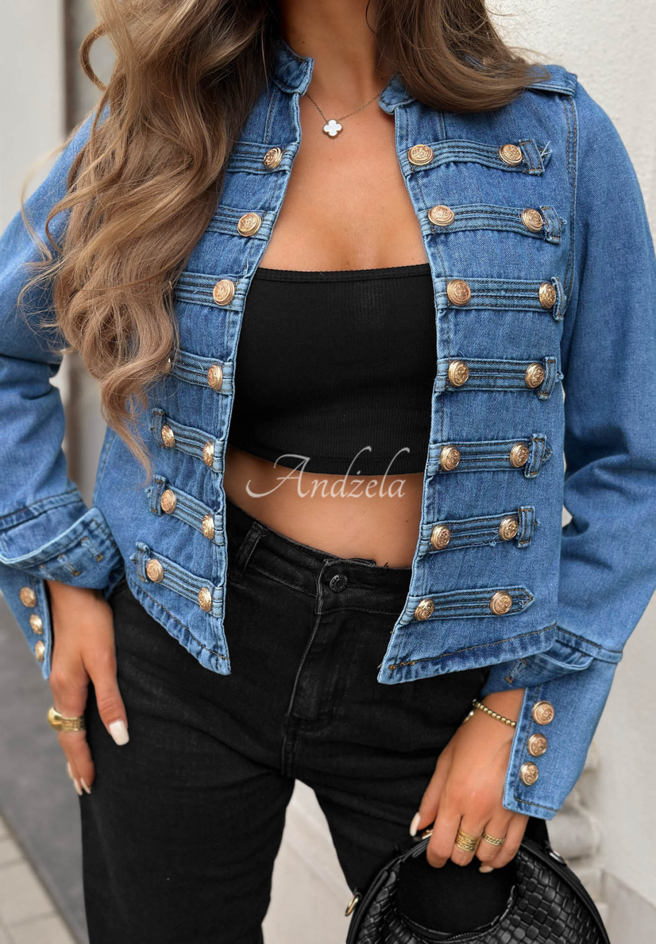 Geacă scurtă din denim în stil militar cu nasturi Your Choice