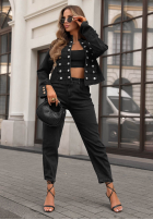 Pantaloni din denim mom fit Lost Message ciocolatii