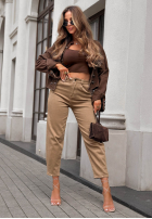 Pantaloni din denim mom fit Lost Message ciocolatii