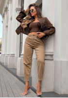 Pantaloni din denim mom fit Lost Message ciocolatii