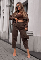 Pantaloni din denim mom fit Lost Message ciocolatii