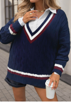 Pulover oversize z dekoltem Casual Girl bluemarin