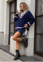 Pulover oversize z dekoltem Casual Girl bluemarin