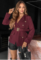 Długa elegancka Sacou z paskiem Coffee Date negru