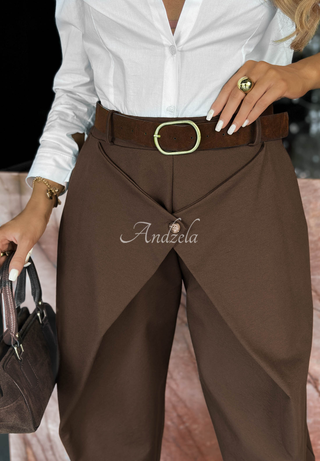 Pantaloni din vâscoză cu partea din față petrecută Cozy Trails
