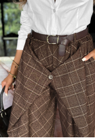 Pantaloni w kratę z kopertowym przodem Checked Harmony
