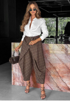 Pantaloni w kratę z kopertowym przodem Checked Harmony
