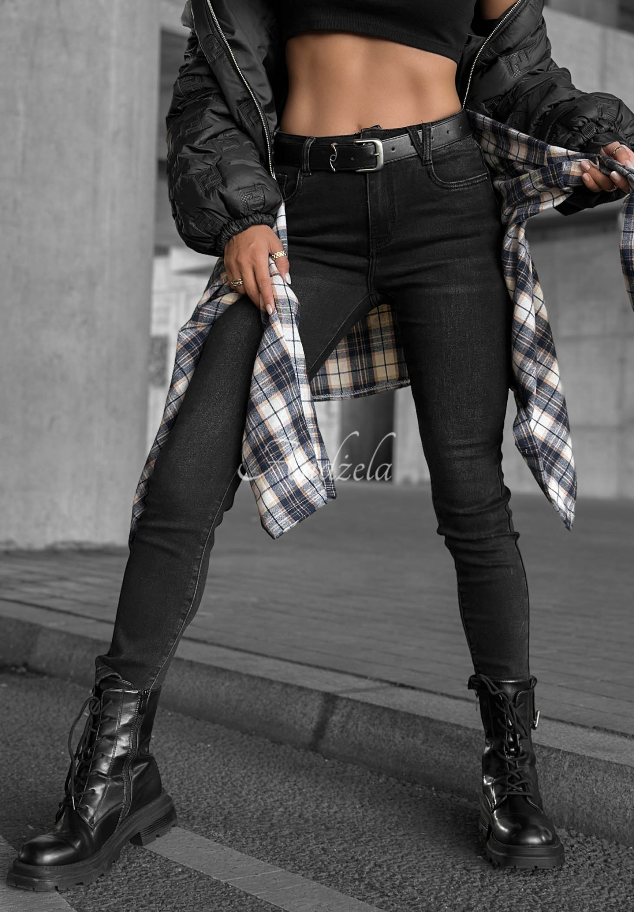 Blugi skinny cu curea Lucky You