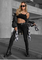 Pantaloni din denim skinny z paskiem Lucky You gri închis