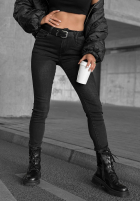 Pantaloni din denim skinny z paskiem Lucky You gri închis