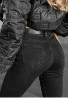 Pantaloni din denim skinny z paskiem Lucky You gri închis