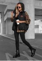 Pikowana Vestă z kapturem Cinnamon Sky negru
