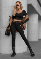 Pantaloni din denim skinny z paskiem Take Care negre