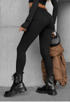 Pantaloni din denim skinny z paskiem Take Care negre