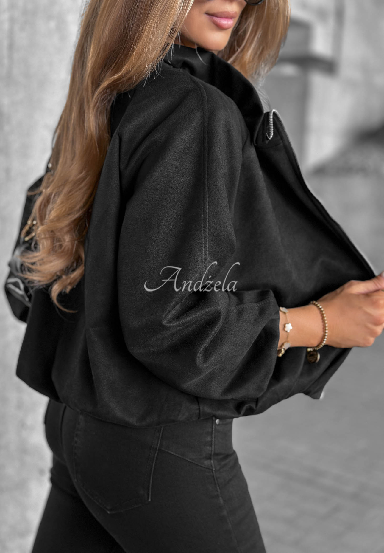 Jachetă din piele întoarsă cu guler ridicat Autumn Muse