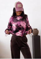 Welurowy Compleu de trening w kwiaty Floral Kiss ciocolatiu