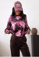 Welurowy Compleu de trening w kwiaty Floral Kiss ciocolatiu